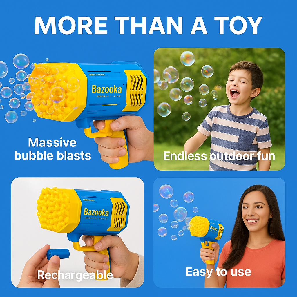 Bubble Gun Machine Kids Automatic Soap Based Bubble Blower
